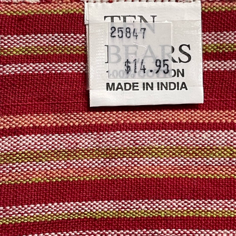 Red and Cream Patterned Table Runner Plaid Floral 59” x 13” - Picture 3 of 3